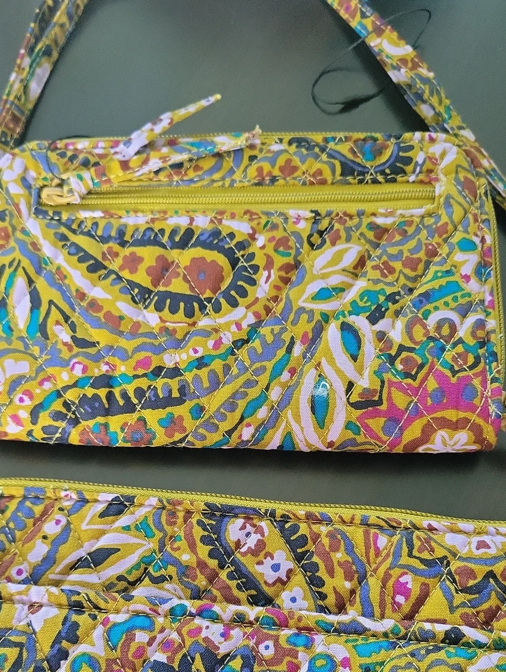 Vera Bradley Mustard Yellow Paisley Quilted Crossbody Set